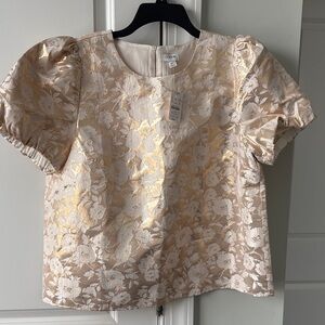 NWT J Crew Cream and Gold Floral Blouse